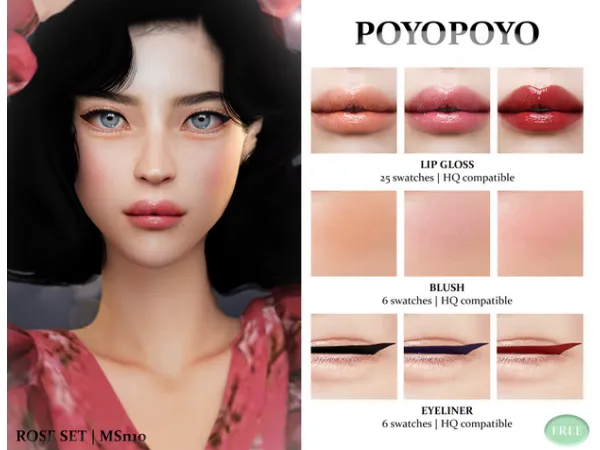 Alpha Rose Set Makeup Set n10 by PoyoPoyo - The Sims 4 Custom Content