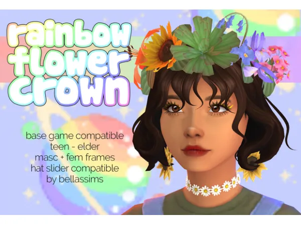 Maxis Match Rainbow Flower Crown by Bellassims - The Sims 4 Custom Content