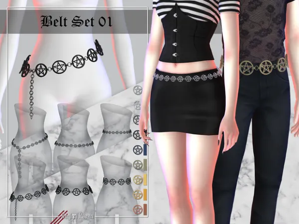Mix Belt Set 01 by regina_raven - The Sims 4 Custom Content