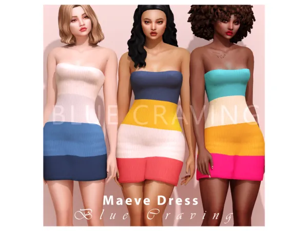 Alpha Blue Craving Maeve Dress - The Sims 4 Custom Content