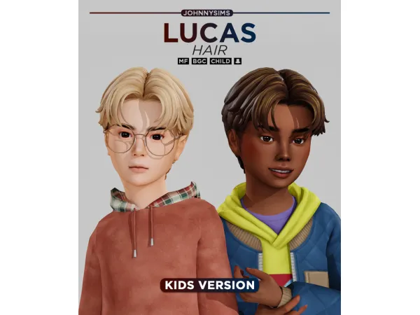 Maxis Match Lucas Hair (Kids Ver) by JohnnySims - The Sims 4 Custom Content