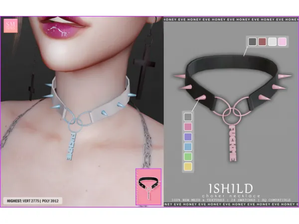 Alpha HONEY Ishild Choker Necklace by SMSims - The Sims 4 Custom Content