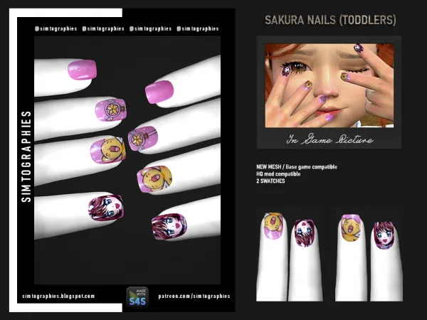 Alpha Sakura Nails (For Toddlers) - The Sims 4 Custom Content