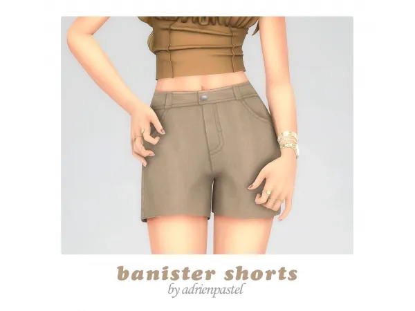 Maxis Match Banister Shorts by adrienpastel - The Sims 4 Custom Content