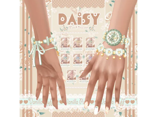 Maxis Match Bracelet DAISY Watch Bracelet by Vanilla Puff Sims CC - The Sims 4 Custom Content