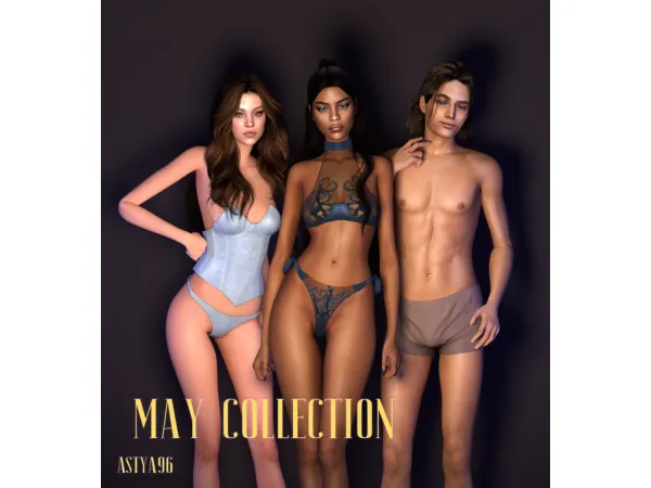 Alpha May Collection 2022 Lingerie Set 08 by astya96 - The Sims 4 Custom Content
