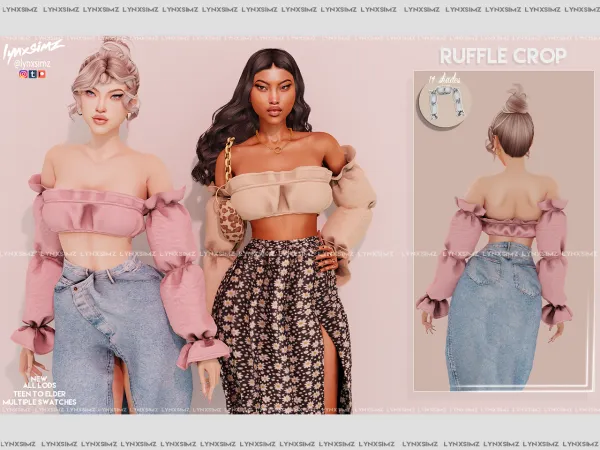 Alpha Lynxsimz Ruffle Crop Top - The Sims 4 Custom Content