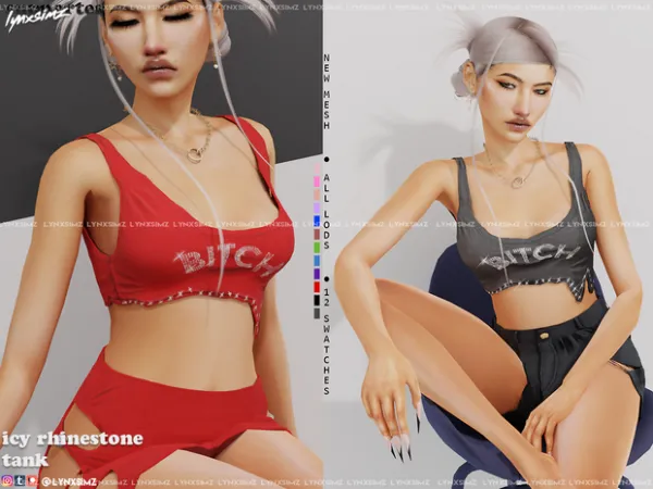 Alpha Lynxsimz Icy Rhinestone Tank Top by lynxsimz - The Sims 4 Custom Content