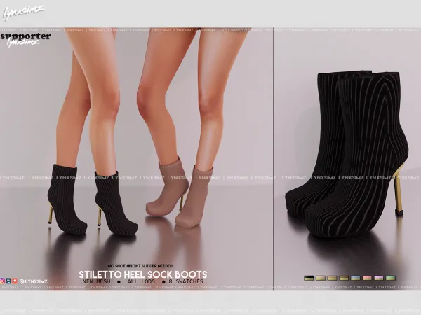 Alpha Lynxsimz Stiletto Heel Sock Boots - The Sims 4 Custom Content