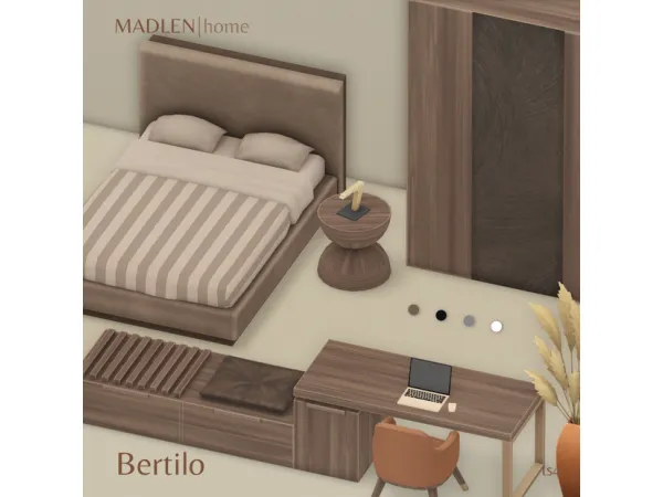 Maxis Match Bertilo Bedroom Set by Madlen - The Sims 4 Custom Content