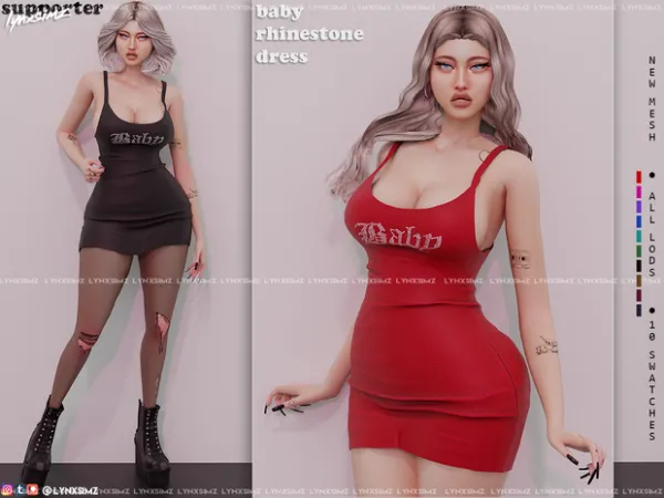 Alpha Lynxsimz Baby Rhinestone Dress - The Sims 4 Custom Content