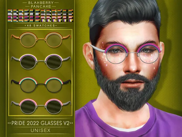 Alpha PRIDE 2022 GLASSES V2 UNISEX BLAHBERRY PANCAKE by blahberry-pancake - The Sims 4 Custom Content