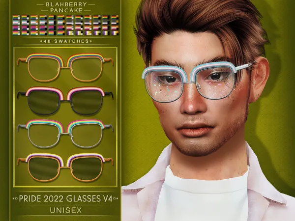 Alpha PRIDE 2022 GLASSES V4 UNISEX BLAHBERRY PANCAKE - The Sims 4 Custom Content