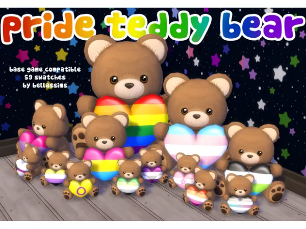 Maxis Match Pride Teddy Bear Download by Bellassims - The Sims 4 Custom Content