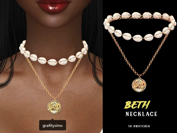 Alpha Beth Necklace - The Sims 4 Custom Content