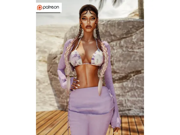 Alpha Top Swimsuit Skirt by Camuflaje - The Sims 4 Custom Content