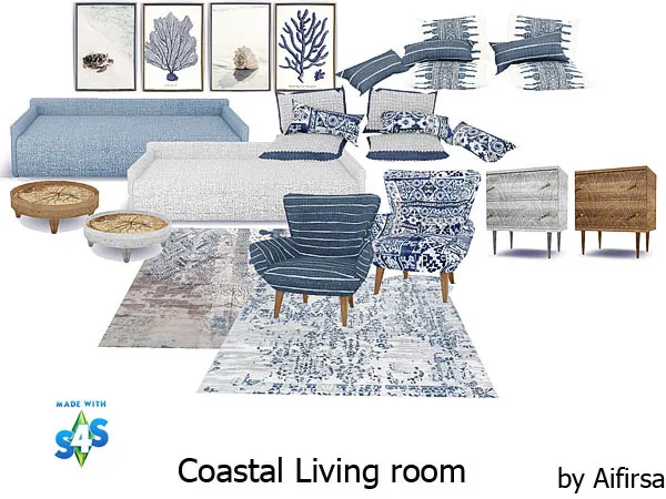 Alpha Coastal living room by simsfinds - The Sims 4 Custom Content