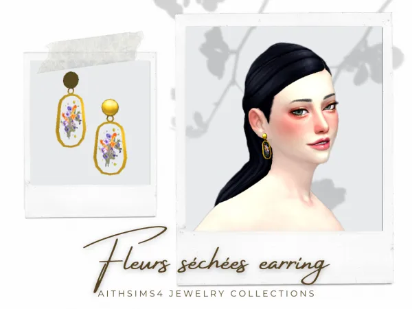 Alpha Fleurs séchées Earrings by aith - The Sims 4 Custom Content