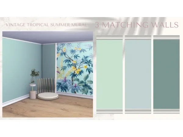 Mix VINTAGE TROPICAL SUMMER Matching Walls - The Sims 4 Custom Content