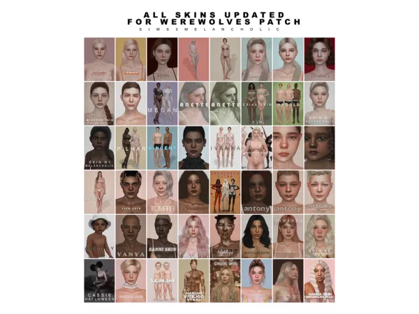 Alpha All sking updated for werevolves patch by sims3melancholic - The Sims 4 Custom Content