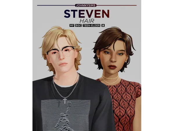 Maxis Match Steven Hair by JohnnySims - The Sims 4 Custom Content