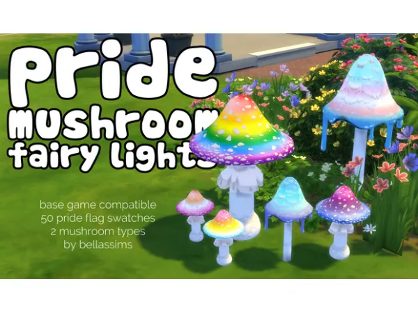 Maxis Match Pride Mushroom Fairy Lights Download by Bellassims - The Sims 4 Custom Content