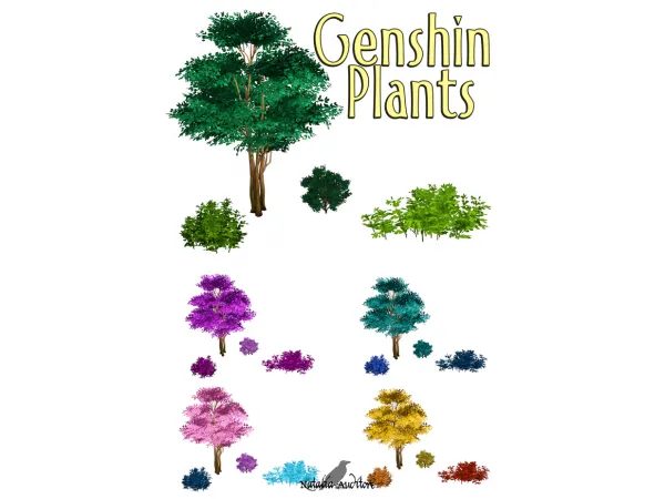Mix Genshin Plants Auditore by Natalia - The Sims 4 Custom Content