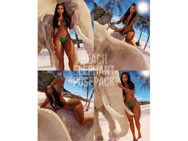 Alpha Beach Elephant Posepack by Afrosimtric Sims - The Sims 4 Custom Content