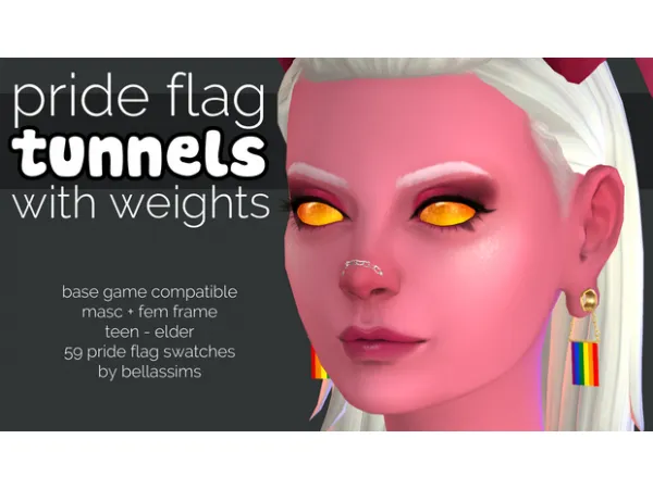 Maxis Match Pride Flag Ear Tunnel Weights by Bellassims - The Sims 4 Custom Content