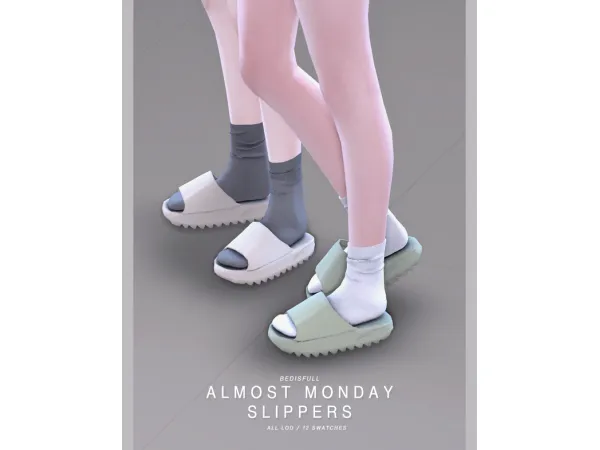 Alpha FM Almost monday slippers by BED MUSAE - The Sims 4 Custom Content