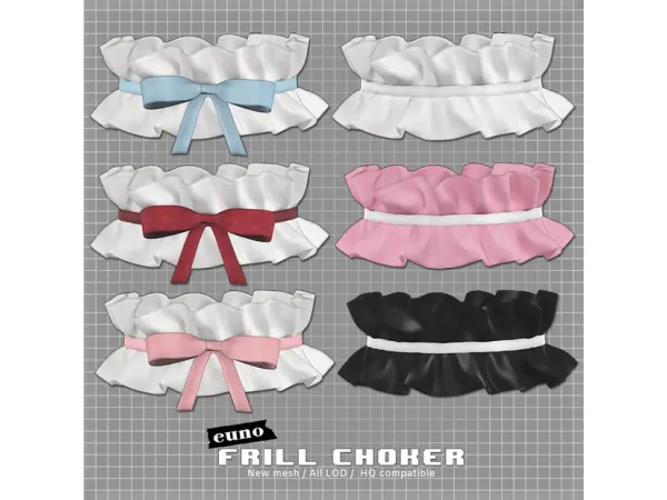Alpha frill choker by euno sims - The Sims 4 Custom Content