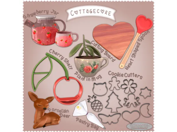 Mix Cottagecore set by Hydrangea - The Sims 4 Custom Content