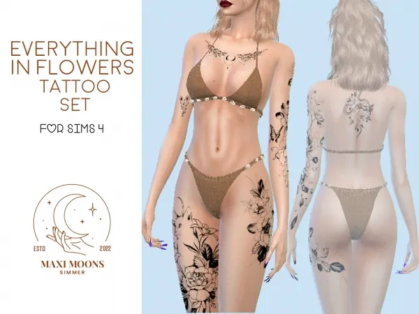 Mix Everything in Flowers Tattoos - The Sims 4 Custom Content