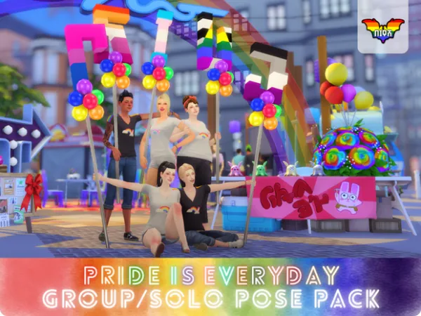 Mix Pride themed Group Solo Pose Pack by aith - The Sims 4 Custom Content