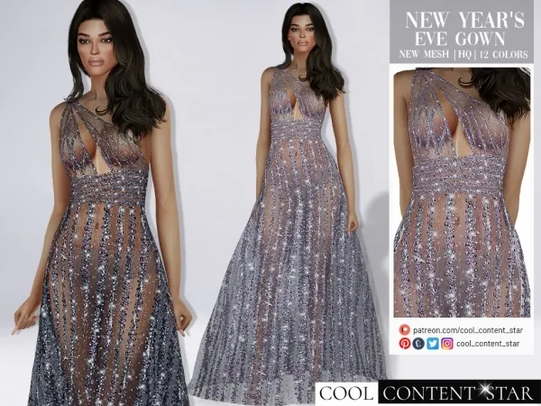 Alpha Sequin Sheer Gown - The Sims 4 Custom Content