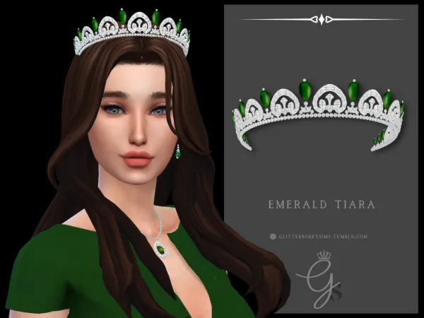 Mix Emerald Tiara by Glitterberry Sims - The Sims 4 Custom Content