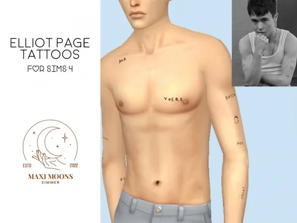 Mix Elliot Page Tattoos - The Sims 4 Custom Content