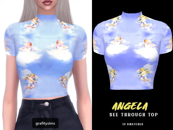 Alpha Angela See Through Top - The Sims 4 Custom Content