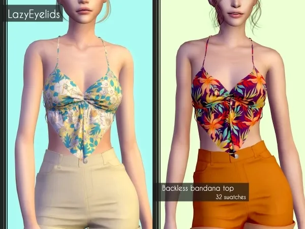Alpha Backless bandana top by lazyeyelids - The Sims 4 Custom Content