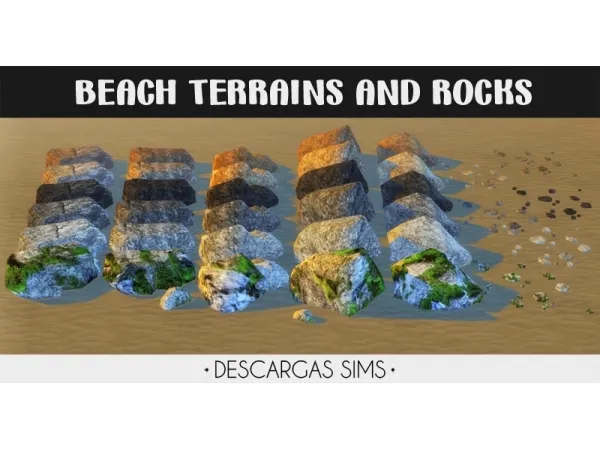 Mix Beach Terrains Rocks - The Sims 4 Custom Content