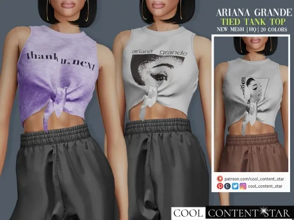 Alpha Ariana Grande'S Tied Tank Top cool_content_star - The Sims 4 Custom Content