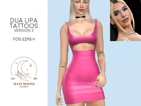 Mix Dua Lipa Tattoos V3 - The Sims 4 Custom Content