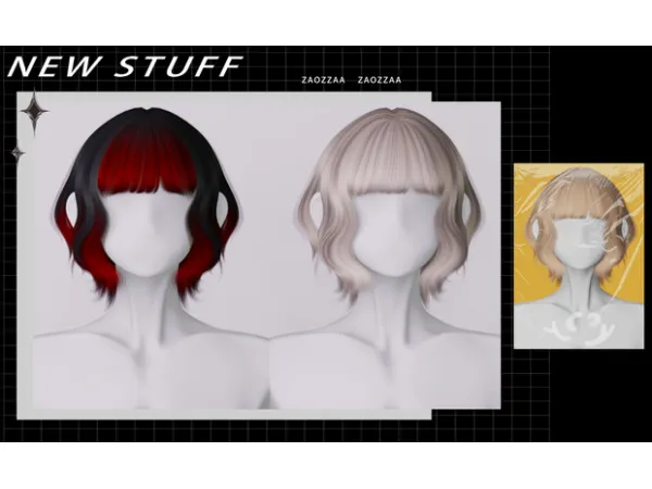 Alpha Bobo Hair Ver1 by ZAO - The Sims 4 Custom Content