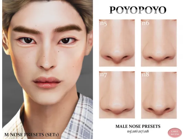 Alpha Male Nose Presets (Set1) by PoyoPoyo - The Sims 4 Custom Content