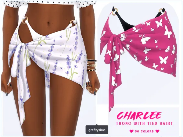 Alpha Charlee Thong with Tied Skirt - The Sims 4 Custom Content