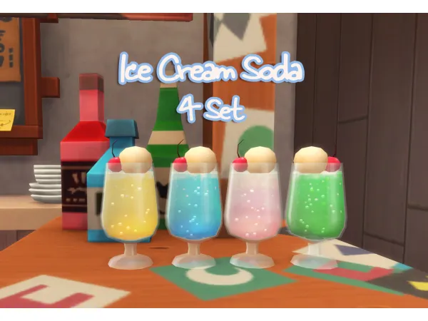 Maxis Match June 2022 Recipe_Ice Cream Soda 4Set by ONI - The Sims 4 Custom Content