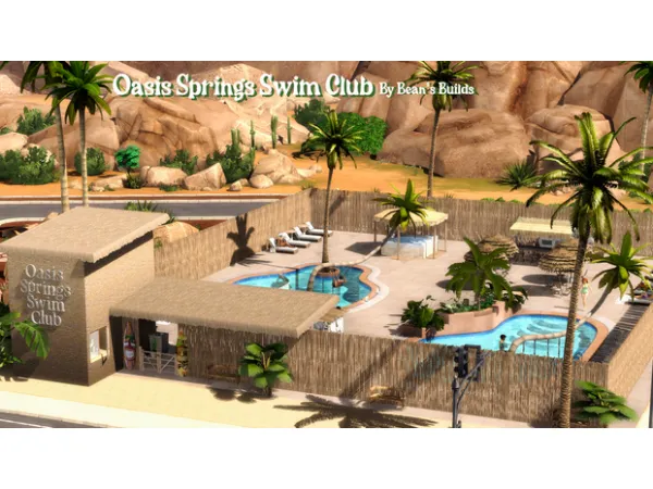 Maxis Match Oasis Springs Swim Club by Bean's Builds - The Sims 4 Custom Content