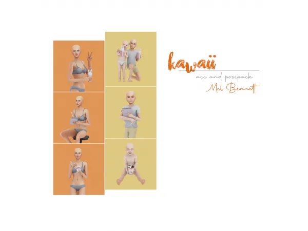 Maxis Match Kawaii Acc and Posepack - The Sims 4 Custom Content