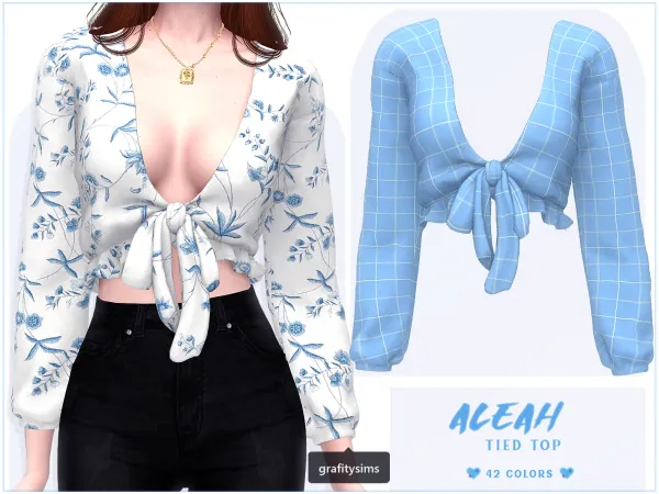 Alpha Aleah Tied Top - The Sims 4 Custom Content