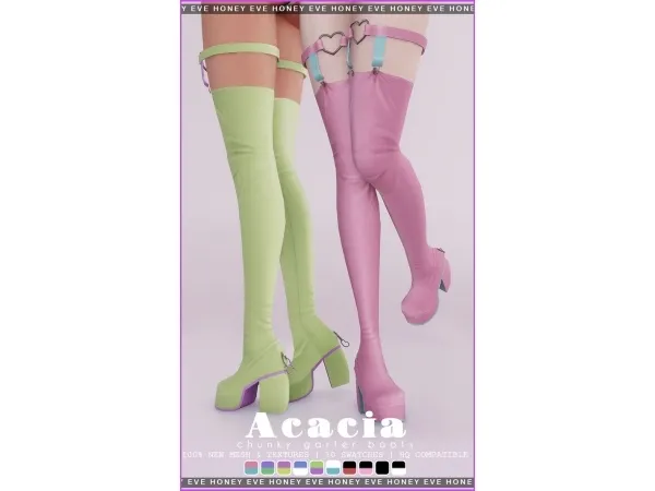 Alpha Acacia Chunky Garter Boots - The Sims 4 Custom Content